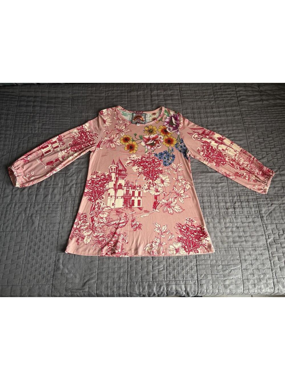Johnny Was House on the Hill Puff Sleeve Top Size Small